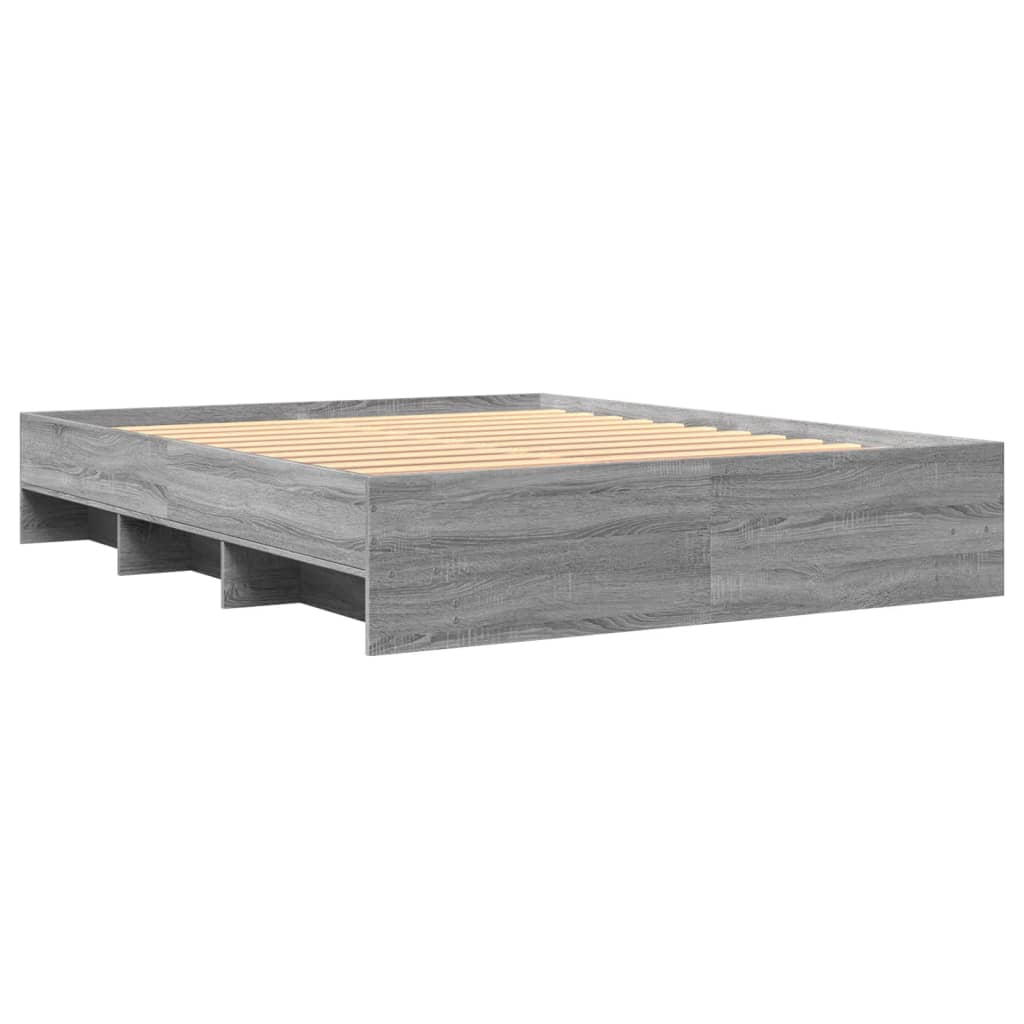 Bedframe bewerkt hout grijs sonoma eikenkleurig 160x200 cm Bedden & bedframes | Creëer jouw Trendy Thuis | Gratis bezorgd & Retour | Trendy.nl