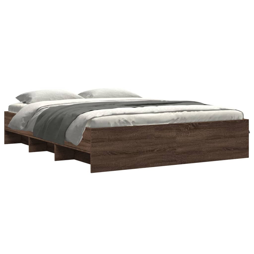 Bedframe bewerkt hout bruin eikenkleur 160x200 cm Bedden & bedframes | Creëer jouw Trendy Thuis | Gratis bezorgd & Retour | Trendy.nl