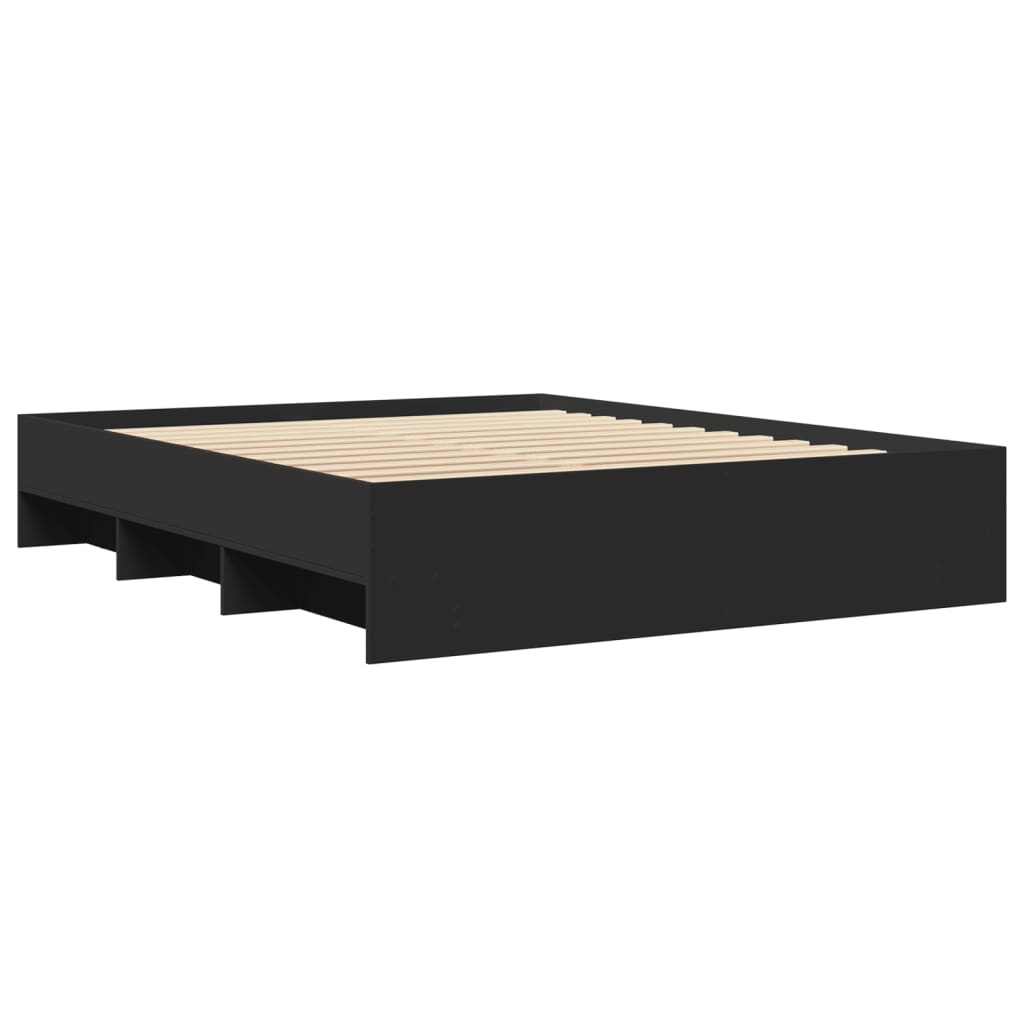 Bedframe bewerkt hout zwart 150x200 cm Bedden & bedframes | Creëer jouw Trendy Thuis | Gratis bezorgd & Retour | Trendy.nl