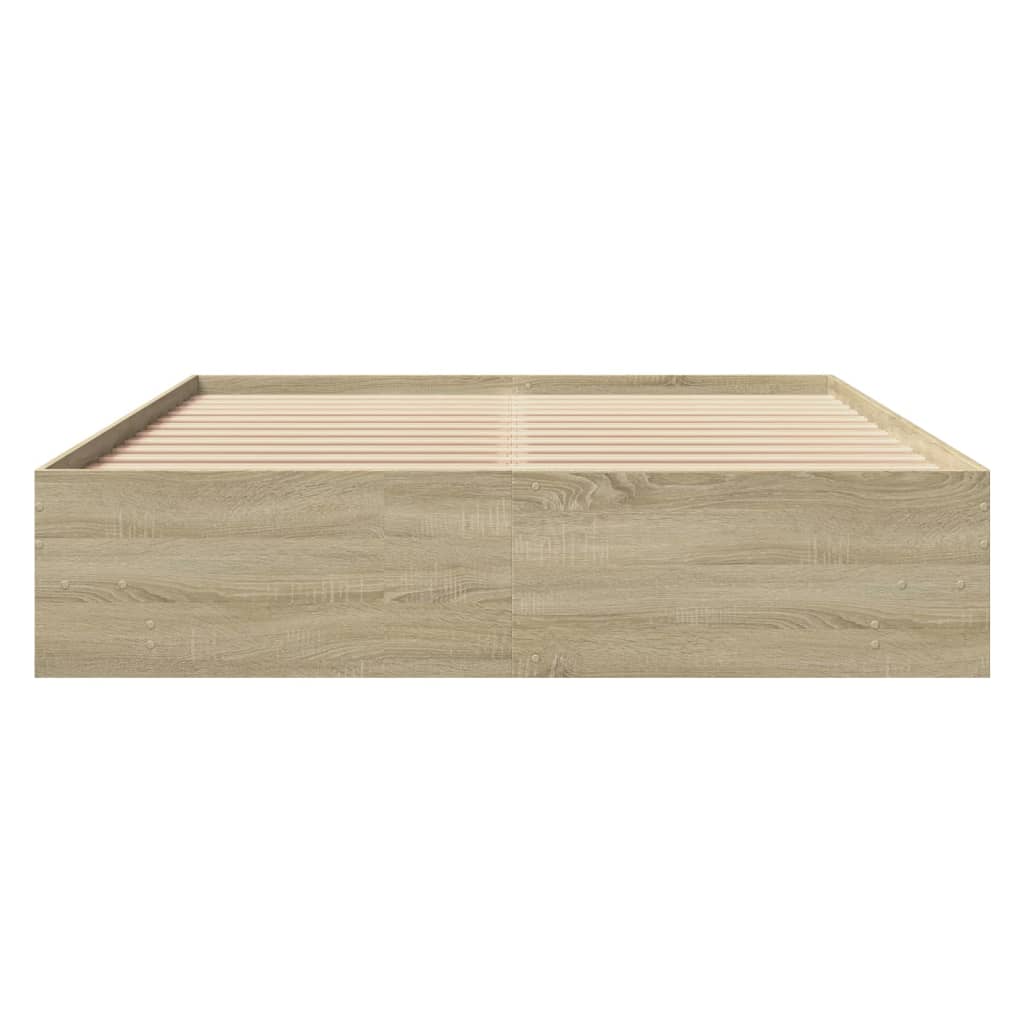 Bedframe bewerkt hout sonoma eikenkleurig 150x200 cm Bedden & bedframes | Creëer jouw Trendy Thuis | Gratis bezorgd & Retour | Trendy.nl