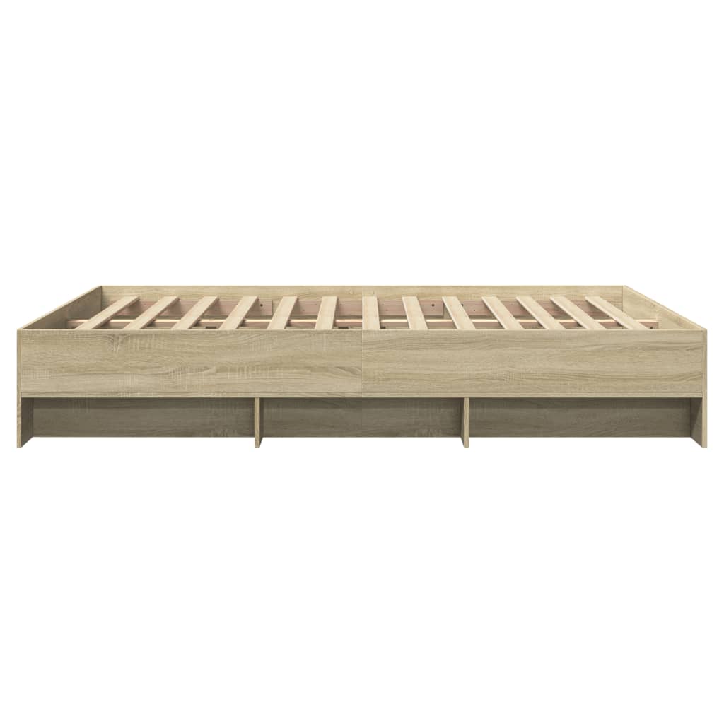 Bedframe bewerkt hout sonoma eikenkleurig 150x200 cm Bedden & bedframes | Creëer jouw Trendy Thuis | Gratis bezorgd & Retour | Trendy.nl