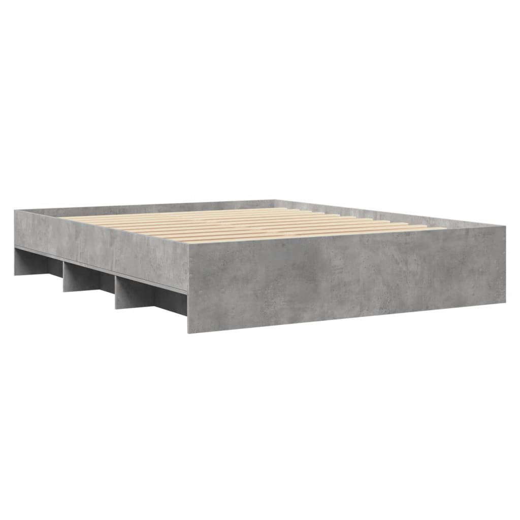 Bedframe bewerkt hout betongrijs 150x200 cm Bedden & bedframes | Creëer jouw Trendy Thuis | Gratis bezorgd & Retour | Trendy.nl