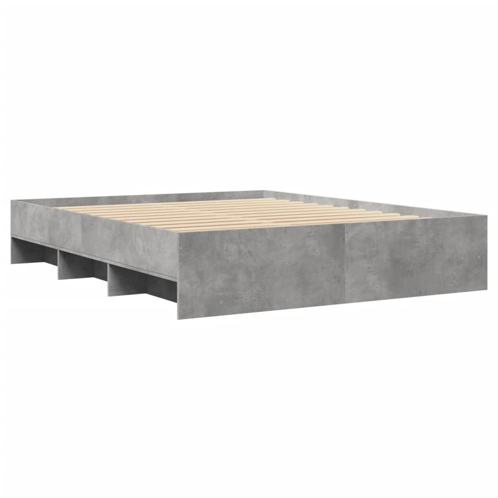 Bedframe bewerkt hout betongrijs 150x200 cm Bedden & bedframes | Creëer jouw Trendy Thuis | Gratis bezorgd & Retour | Trendy.nl