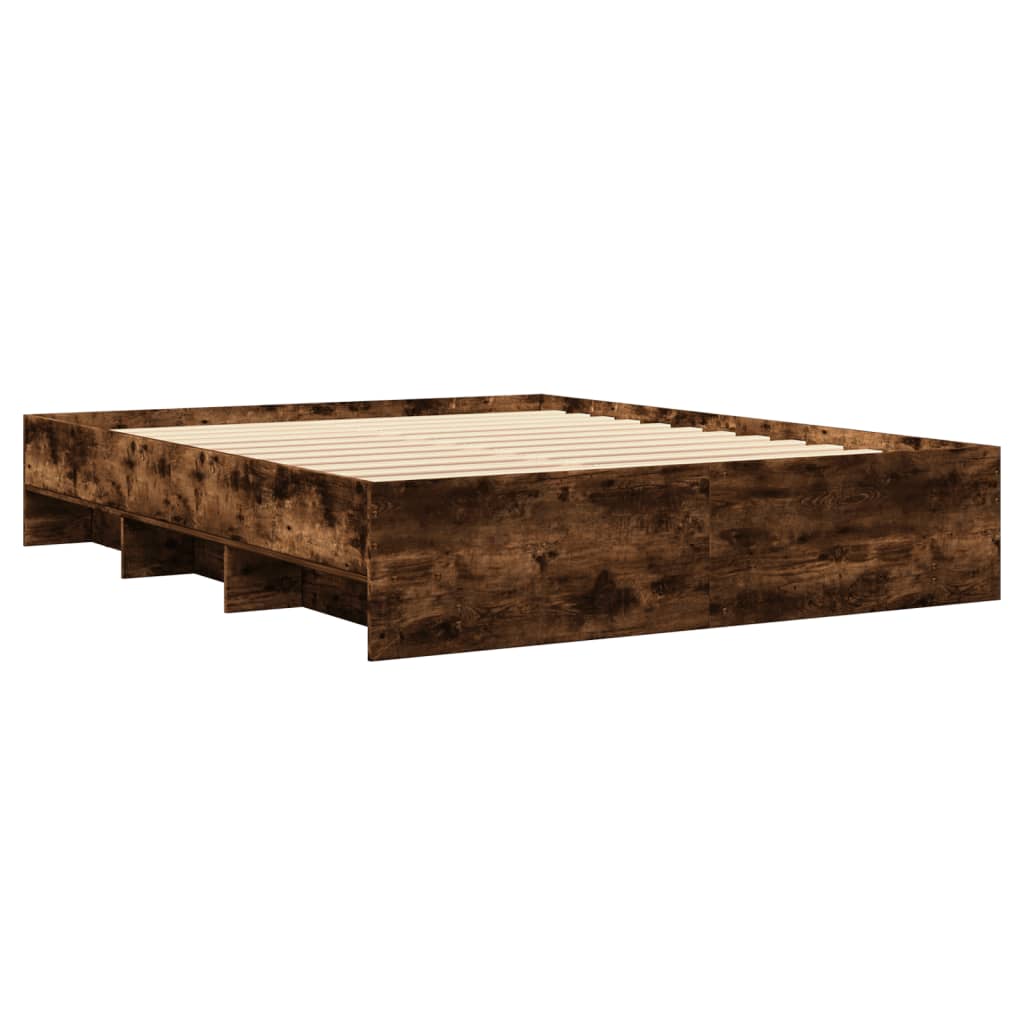 Bedframe bewerkt hout gerookt eikenkleurig 150x200 cm Bedden & bedframes | Creëer jouw Trendy Thuis | Gratis bezorgd & Retour | Trendy.nl