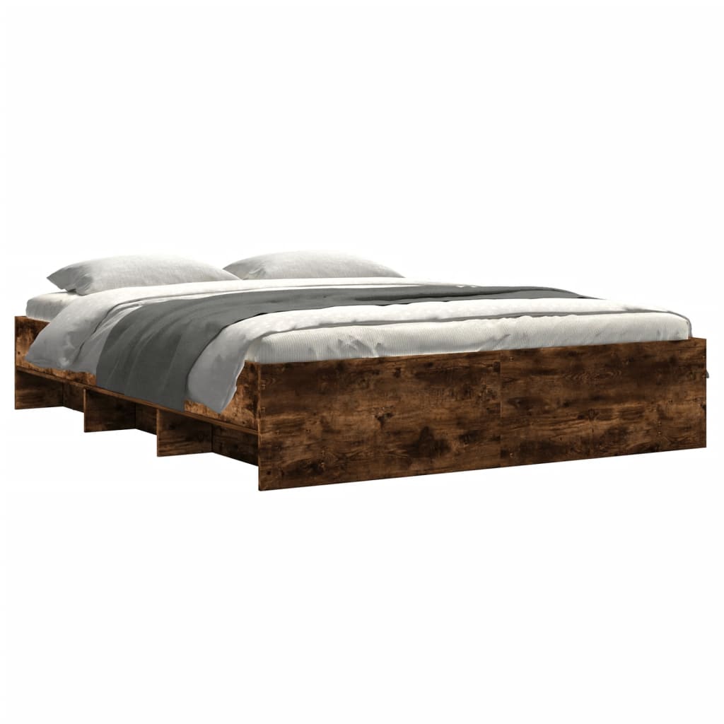 Bedframe bewerkt hout gerookt eikenkleurig 150x200 cm Bedden & bedframes | Creëer jouw Trendy Thuis | Gratis bezorgd & Retour | Trendy.nl