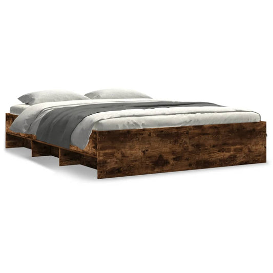 Bedframe bewerkt hout gerookt eikenkleurig 150x200 cm Bedden & bedframes | Creëer jouw Trendy Thuis | Gratis bezorgd & Retour | Trendy.nl