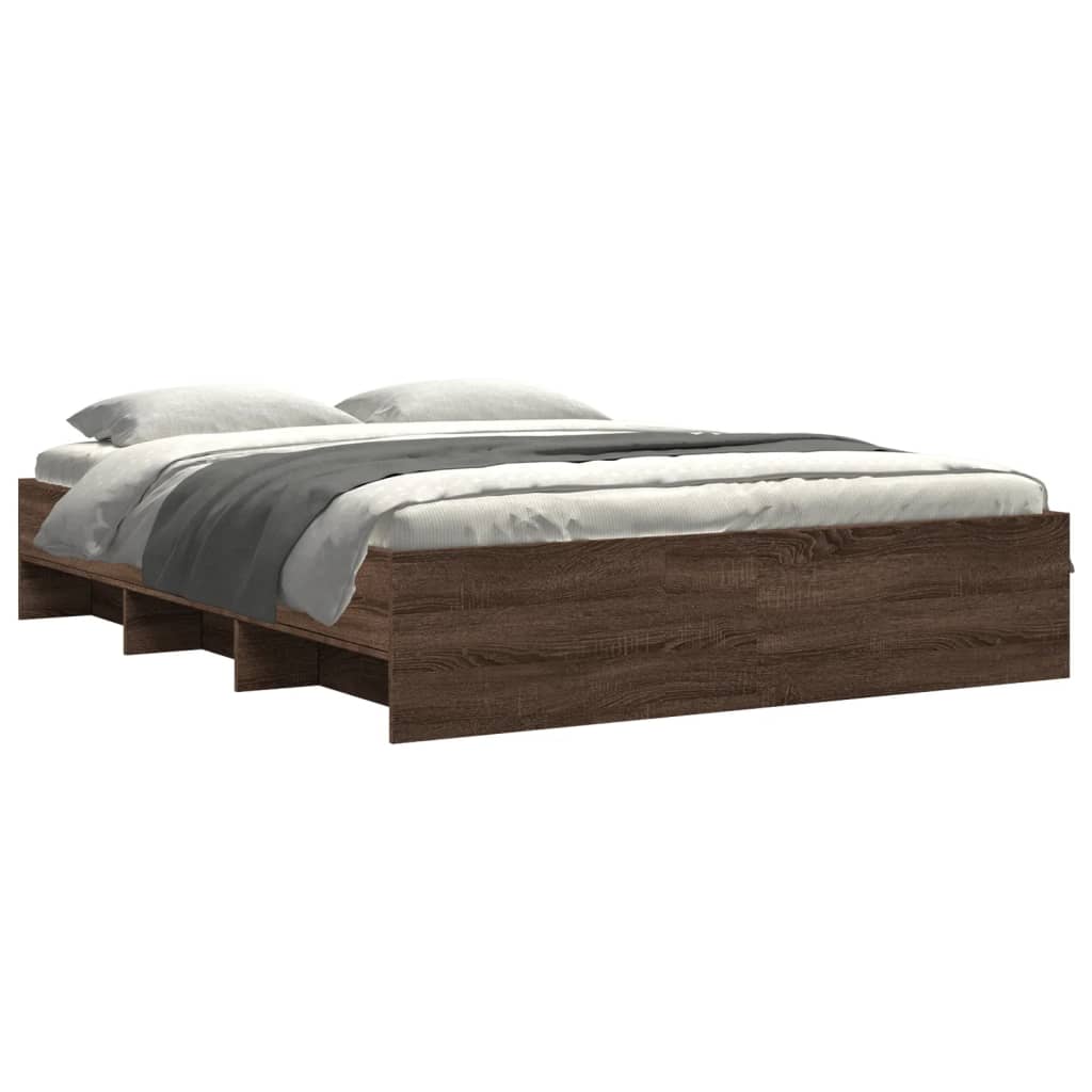 Bedframe bewerkt hout bruin eikenkleur 150x200 cm Bedden & bedframes | Creëer jouw Trendy Thuis | Gratis bezorgd & Retour | Trendy.nl