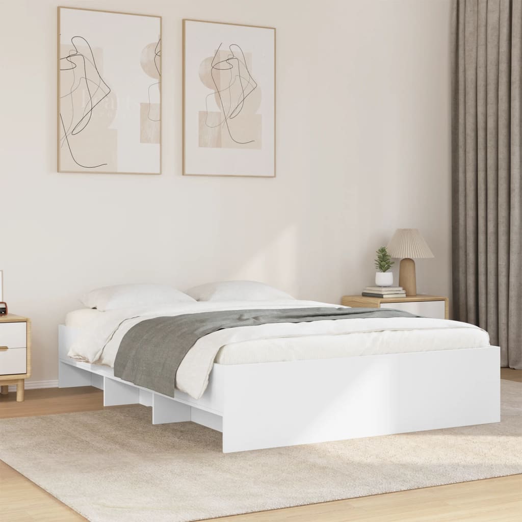 Bedframe bewerkt hout wit 140x200 cm Bedden & bedframes | Creëer jouw Trendy Thuis | Gratis bezorgd & Retour | Trendy.nl