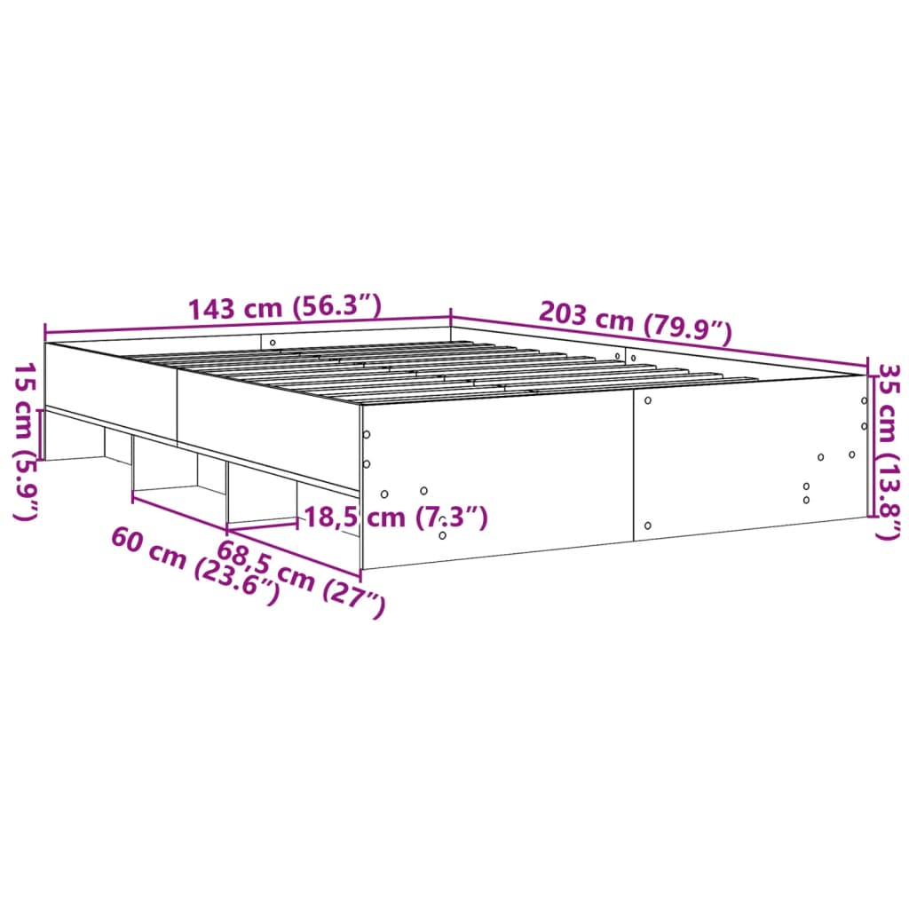 Bedframe bewerkt hout wit 140x200 cm Bedden & bedframes | Creëer jouw Trendy Thuis | Gratis bezorgd & Retour | Trendy.nl