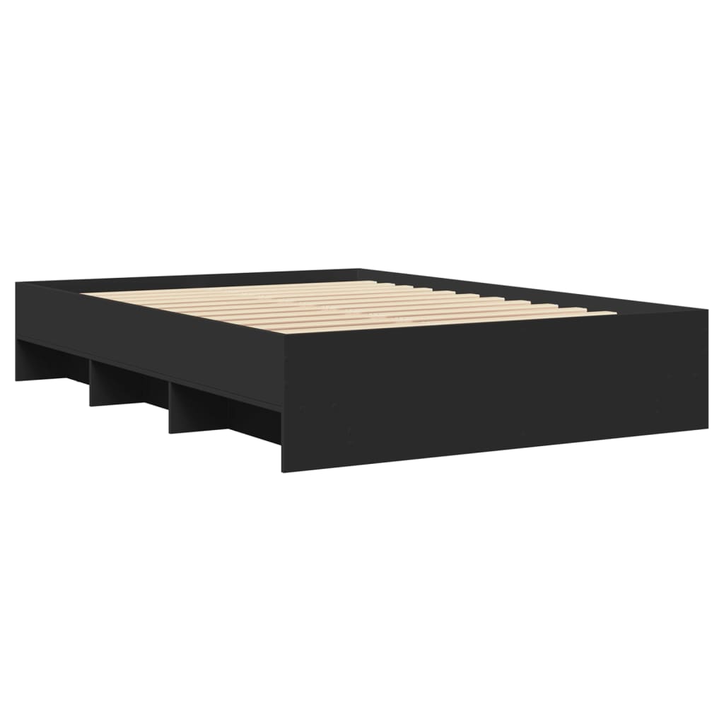 Bedframe bewerkt hout zwart 140x200 cm Bedden & bedframes | Creëer jouw Trendy Thuis | Gratis bezorgd & Retour | Trendy.nl