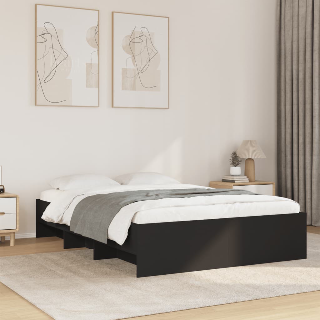 Bedframe bewerkt hout zwart 140x200 cm Bedden & bedframes | Creëer jouw Trendy Thuis | Gratis bezorgd & Retour | Trendy.nl