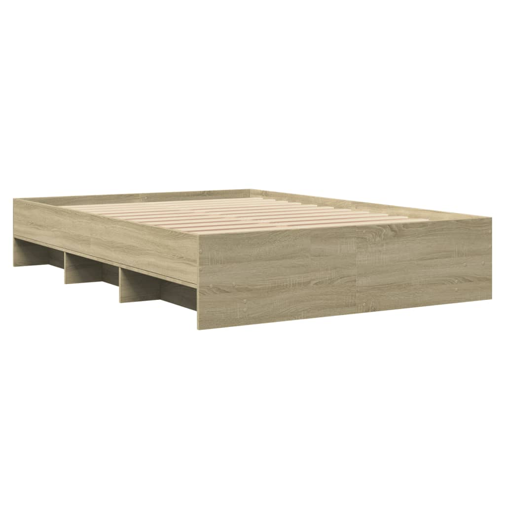 Bedframe bewerkt hout sonoma eikenkleurig 140x200 cm Bedden & bedframes | Creëer jouw Trendy Thuis | Gratis bezorgd & Retour | Trendy.nl