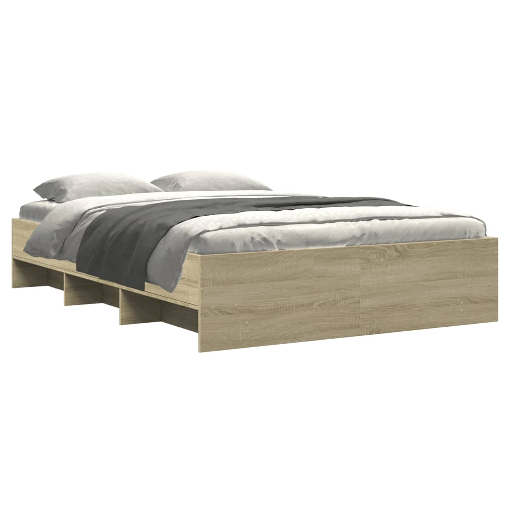 Bedframe bewerkt hout sonoma eikenkleurig 140x200 cm Bedden & bedframes | Creëer jouw Trendy Thuis | Gratis bezorgd & Retour | Trendy.nl