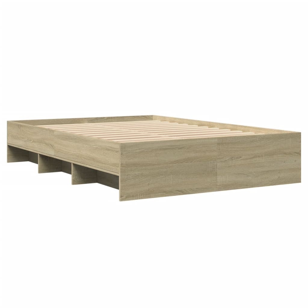 Bedframe bewerkt hout sonoma eikenkleurig 140x200 cm Bedden & bedframes | Creëer jouw Trendy Thuis | Gratis bezorgd & Retour | Trendy.nl