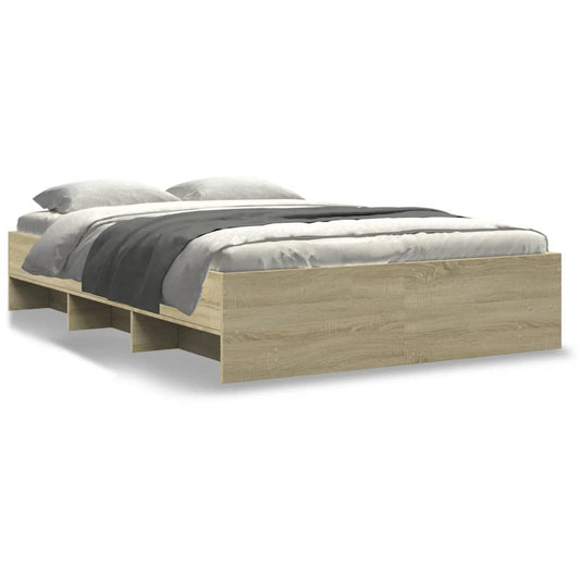 Bedframe bewerkt hout sonoma eikenkleurig 140x200 cm Bedden & bedframes | Creëer jouw Trendy Thuis | Gratis bezorgd & Retour | Trendy.nl