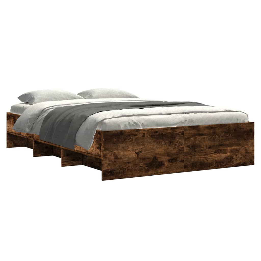 Bedframe bewerkt hout gerookt eikenkleurig 140x200 cm Bedden & bedframes | Creëer jouw Trendy Thuis | Gratis bezorgd & Retour | Trendy.nl