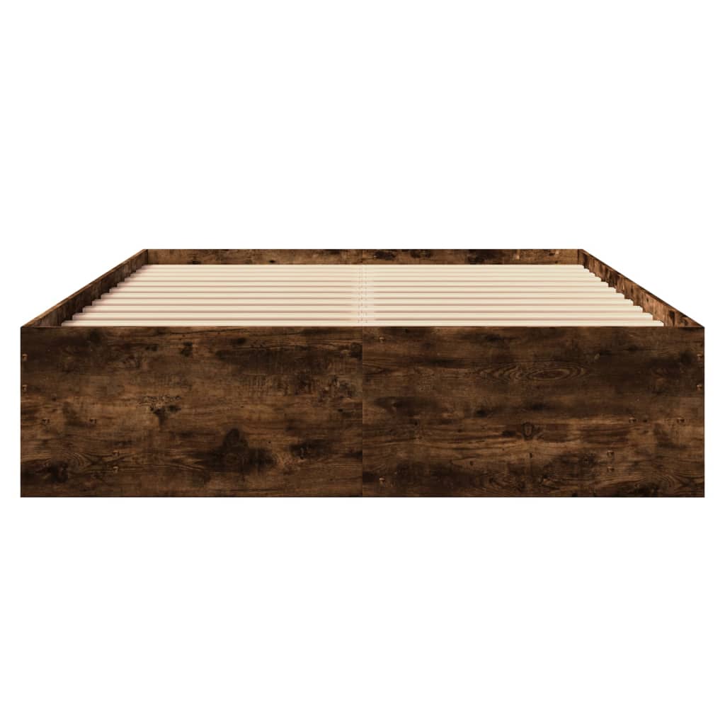 Bedframe bewerkt hout gerookt eikenkleurig 140x200 cm Bedden & bedframes | Creëer jouw Trendy Thuis | Gratis bezorgd & Retour | Trendy.nl