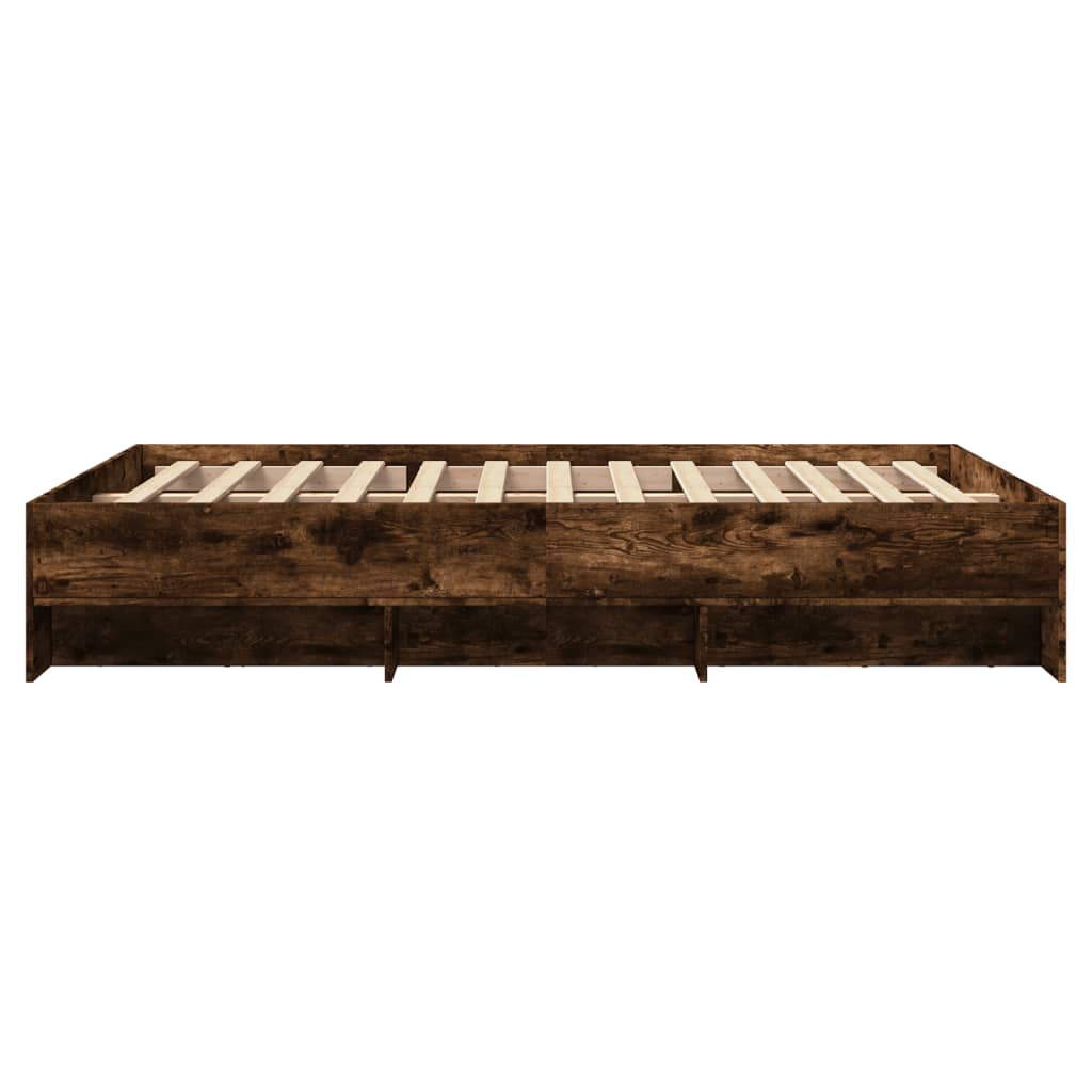 Bedframe bewerkt hout gerookt eikenkleurig 140x200 cm Bedden & bedframes | Creëer jouw Trendy Thuis | Gratis bezorgd & Retour | Trendy.nl