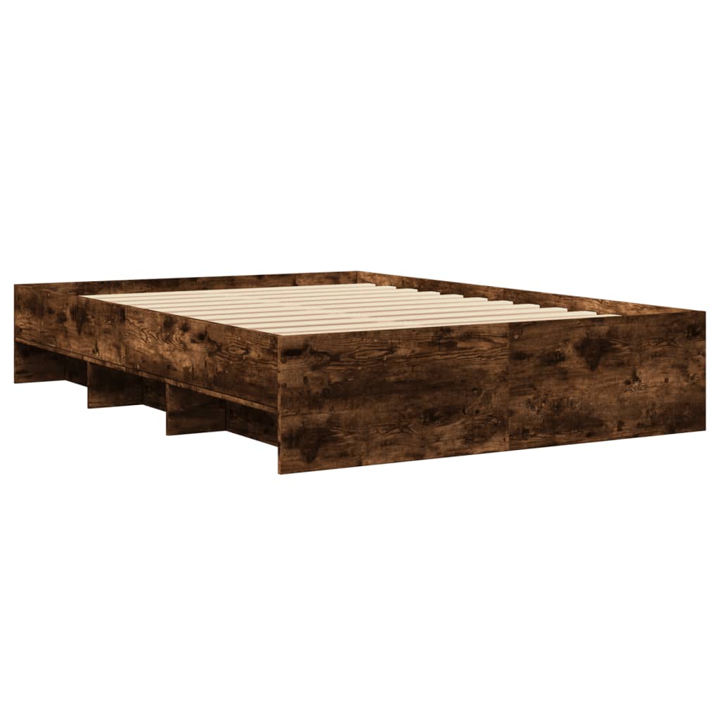 Bedframe bewerkt hout gerookt eikenkleurig 140x200 cm Bedden & bedframes | Creëer jouw Trendy Thuis | Gratis bezorgd & Retour | Trendy.nl