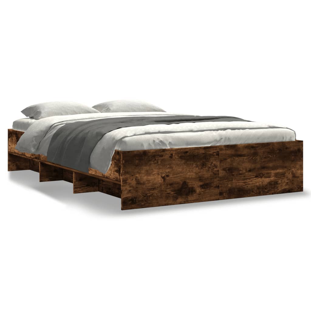 Bedframe bewerkt hout gerookt eikenkleurig 140x200 cm Bedden & bedframes | Creëer jouw Trendy Thuis | Gratis bezorgd & Retour | Trendy.nl