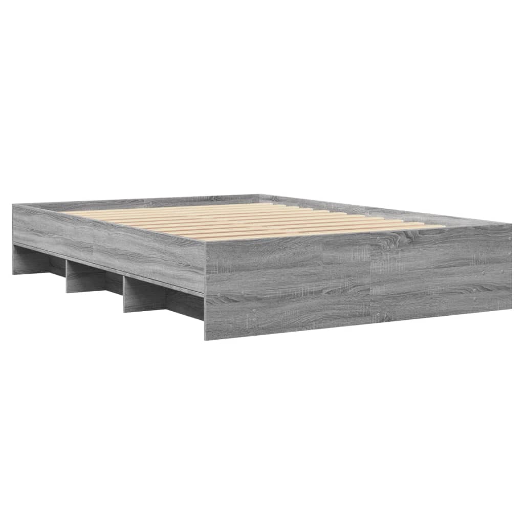 Bedframe bewerkt hout grijs sonoma eikenkleurig 140x200 cm Bedden & bedframes | Creëer jouw Trendy Thuis | Gratis bezorgd & Retour | Trendy.nl