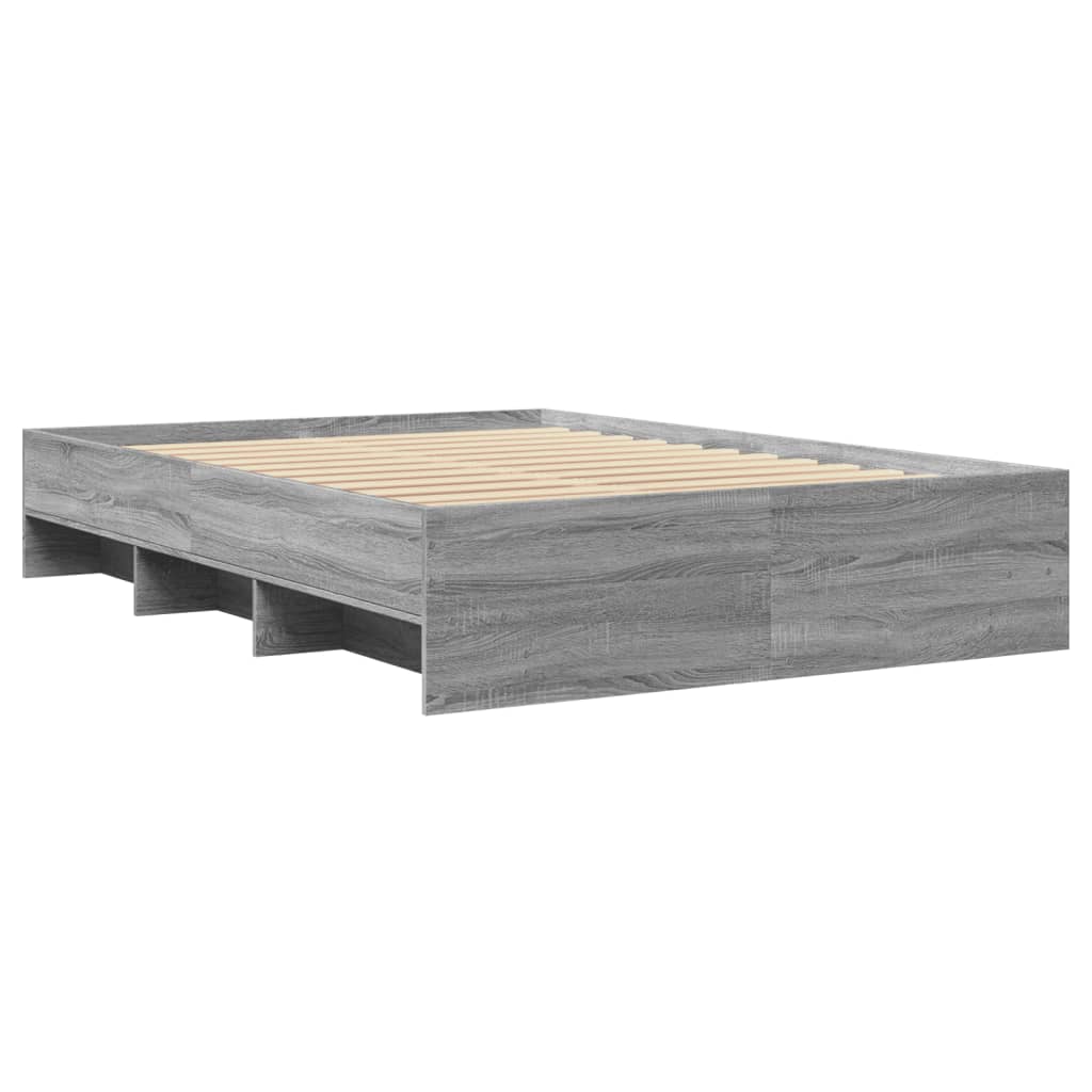 Bedframe bewerkt hout grijs sonoma eikenkleurig 140x200 cm Bedden & bedframes | Creëer jouw Trendy Thuis | Gratis bezorgd & Retour | Trendy.nl