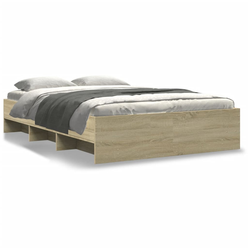 Bedframe bewerkt hout sonoma eikenkleurig 120x200 cm Bedden & bedframes | Creëer jouw Trendy Thuis | Gratis bezorgd & Retour | Trendy.nl