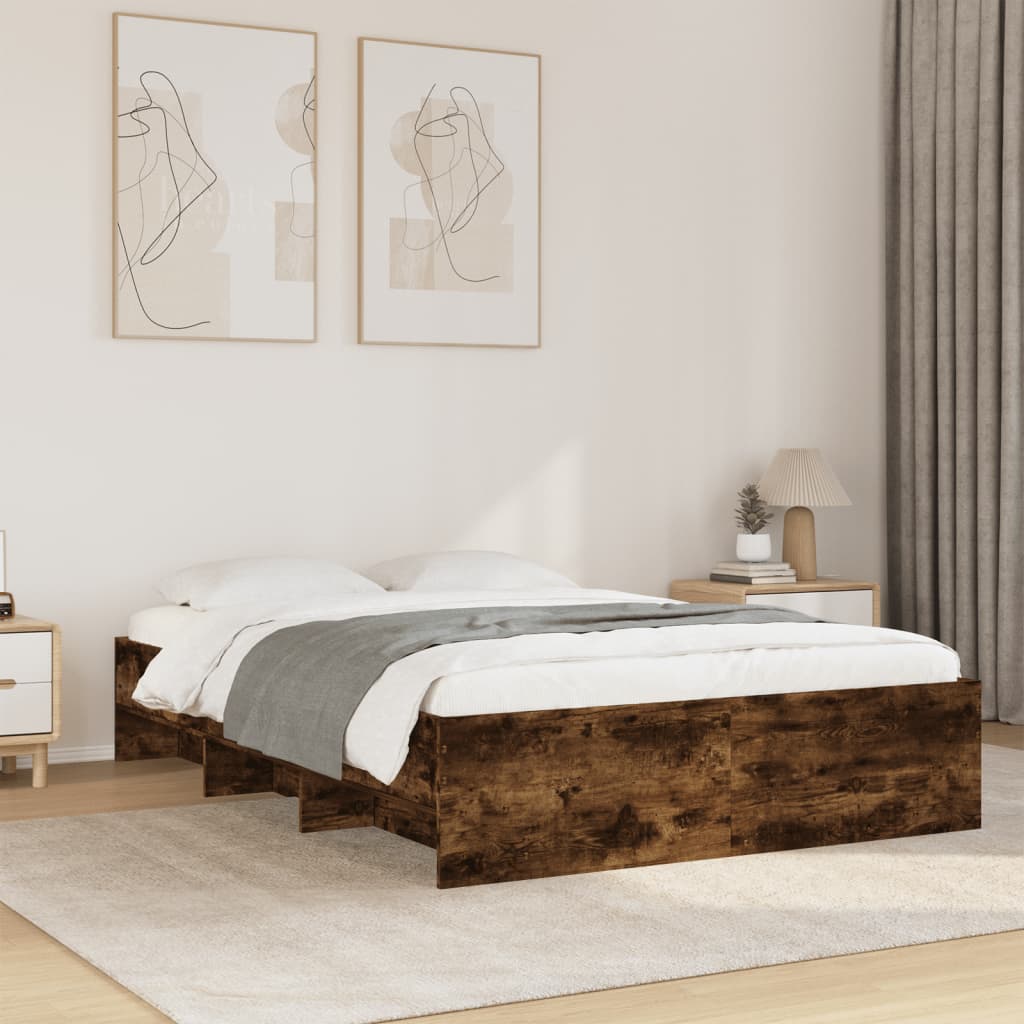 Bedframe bewerkt hout gerookt eikenkleurig 120x200 cm Bedden & bedframes | Creëer jouw Trendy Thuis | Gratis bezorgd & Retour | Trendy.nl