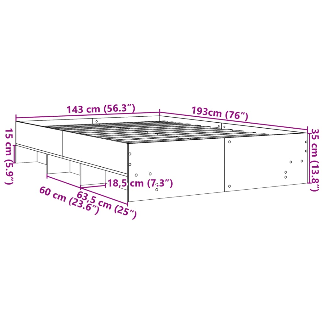 Bedframe massief hout wit 140x190 cm Bedden & bedframes | Creëer jouw Trendy Thuis | Gratis bezorgd & Retour | Trendy.nl