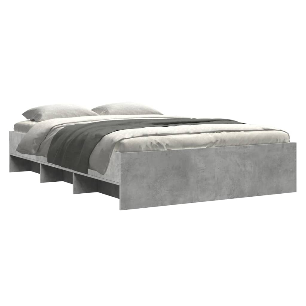 Bedframe bewerkt hout betongrijs 140x190 cm Bedden & bedframes | Creëer jouw Trendy Thuis | Gratis bezorgd & Retour | Trendy.nl