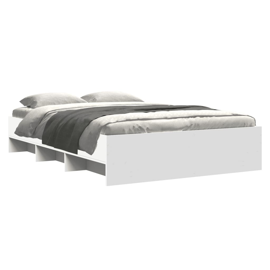 Bedframe bewerkt hout wit 135x190 cm Bedden & bedframes | Creëer jouw Trendy Thuis | Gratis bezorgd & Retour | Trendy.nl