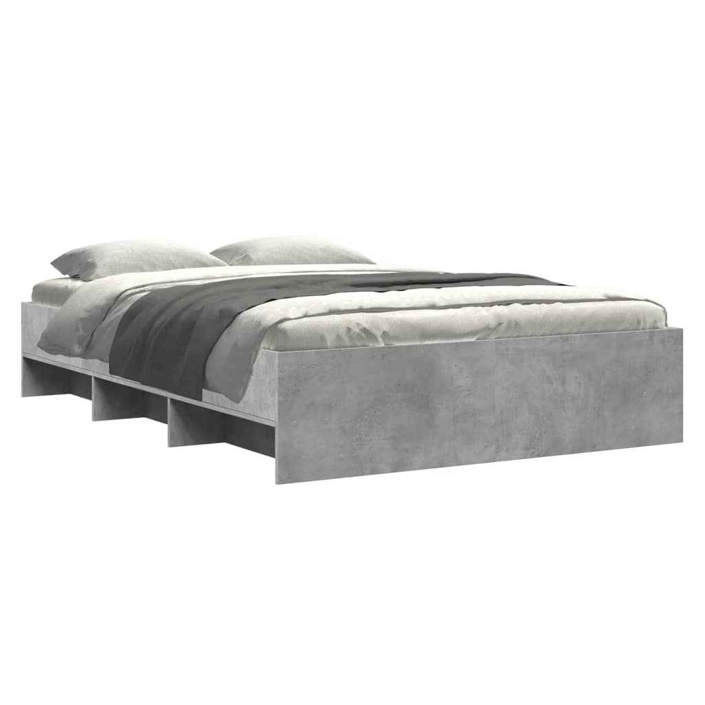 Bedframe bewerkt hout betongrijs 135x190 cm Bedden & bedframes | Creëer jouw Trendy Thuis | Gratis bezorgd & Retour | Trendy.nl