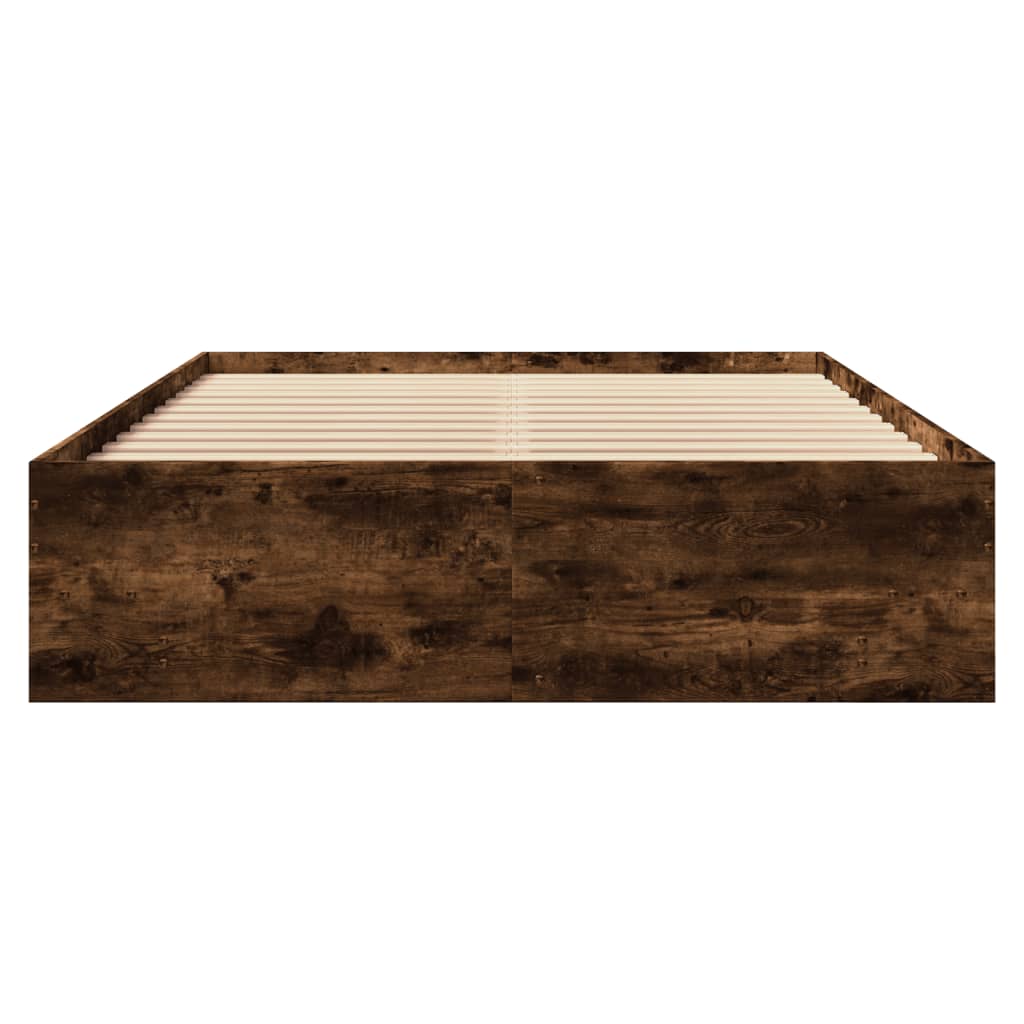 Bedframe bewerkt hout gerookt eikenkleurig 135x190 cm Bedden & bedframes | Creëer jouw Trendy Thuis | Gratis bezorgd & Retour | Trendy.nl