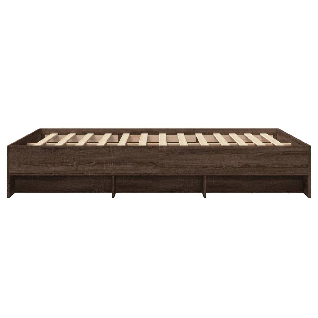 Bedframe bewerkt hout bruin eikenkleur 135x190 cm Bedden & bedframes | Creëer jouw Trendy Thuis | Gratis bezorgd & Retour | Trendy.nl