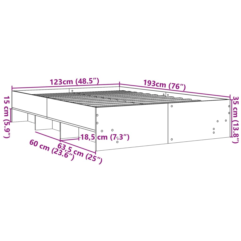 Bedframe bewerkt hout wit 120x190 cm Bedden & bedframes | Creëer jouw Trendy Thuis | Gratis bezorgd & Retour | Trendy.nl