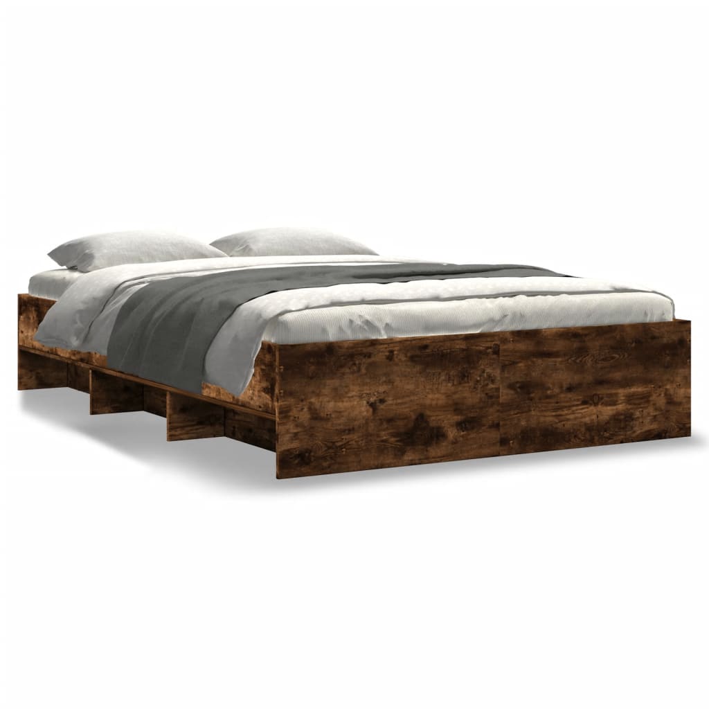 Bedframe bewerkt hout gerookt eikenkleurig 120x190 cm Bedden & bedframes | Creëer jouw Trendy Thuis | Gratis bezorgd & Retour | Trendy.nl