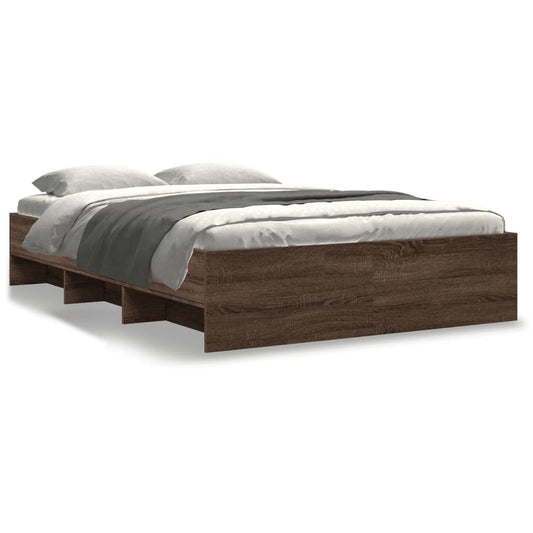 Bedframe bewerkt hout bruin eikenkleur 120x190 cm Bedden & bedframes | Creëer jouw Trendy Thuis | Gratis bezorgd & Retour | Trendy.nl