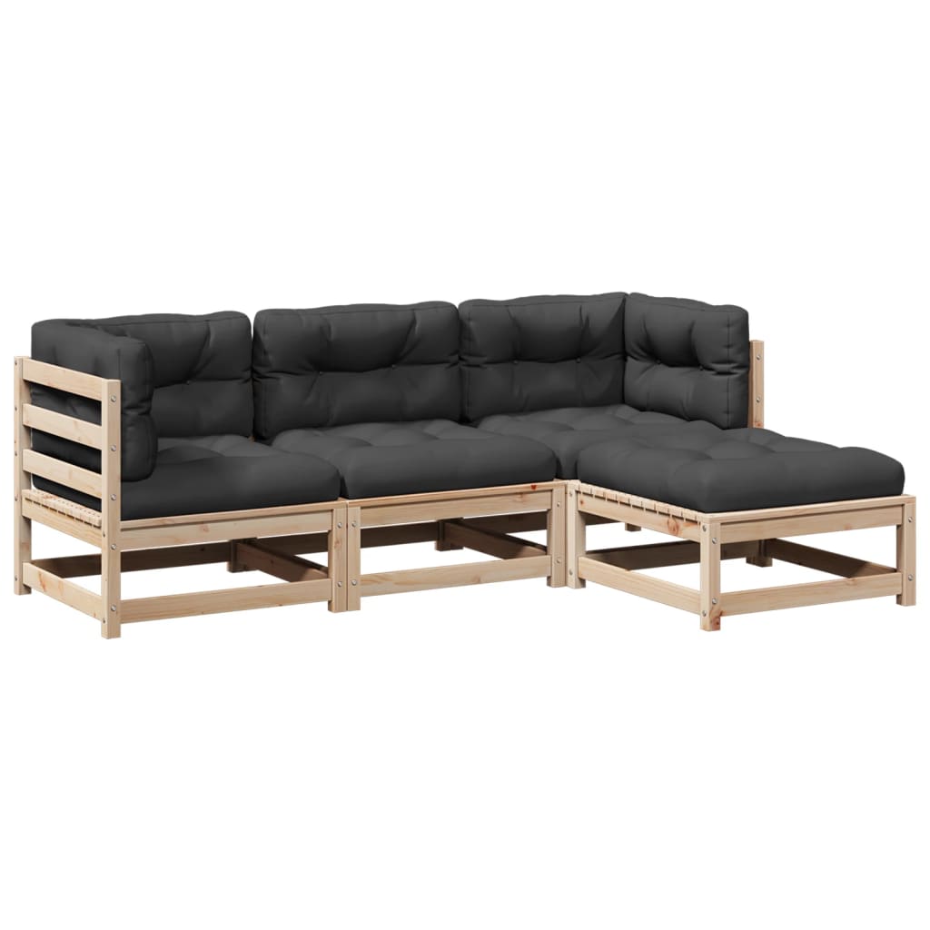 4-delige Loungeset met kussens massief grenenhout Tuinsets | Creëer jouw Trendy Thuis | Gratis bezorgd & Retour | Trendy.nl