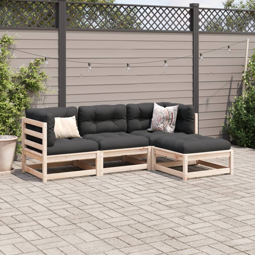 4-delige Loungeset met kussens massief grenenhout Tuinsets | Creëer jouw Trendy Thuis | Gratis bezorgd & Retour | Trendy.nl