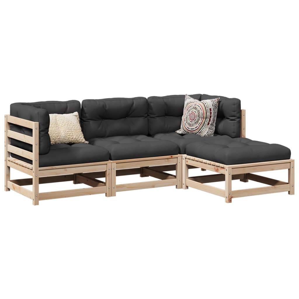 4-delige Loungeset met kussens massief grenenhout Tuinsets | Creëer jouw Trendy Thuis | Gratis bezorgd & Retour | Trendy.nl