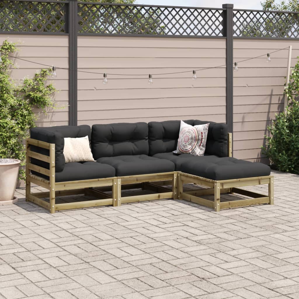 4-delige Loungeset met kussens geïmpregneerd grenenhout Tuinsets | Creëer jouw Trendy Thuis | Gratis bezorgd & Retour | Trendy.nl