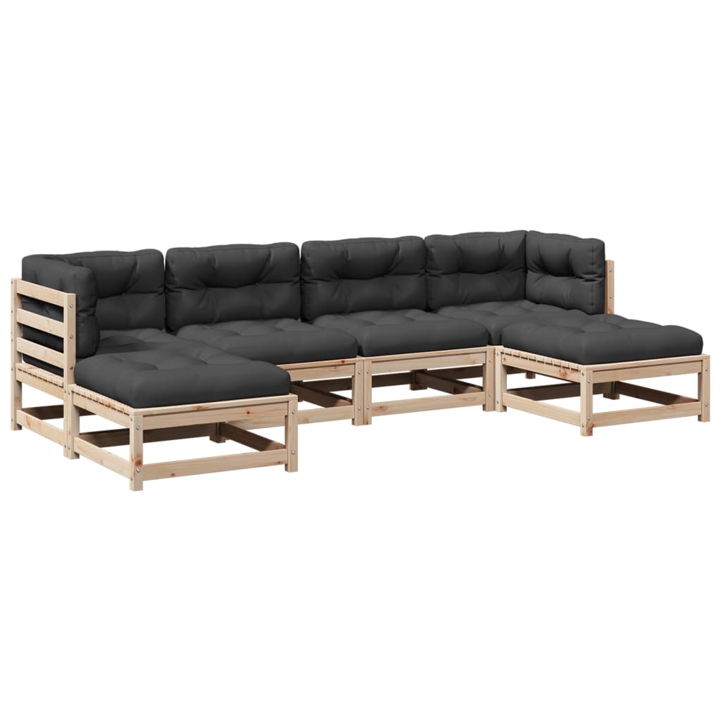 6-delige Loungeset met kussens massief grenenhout Tuinsets | Creëer jouw Trendy Thuis | Gratis bezorgd & Retour | Trendy.nl