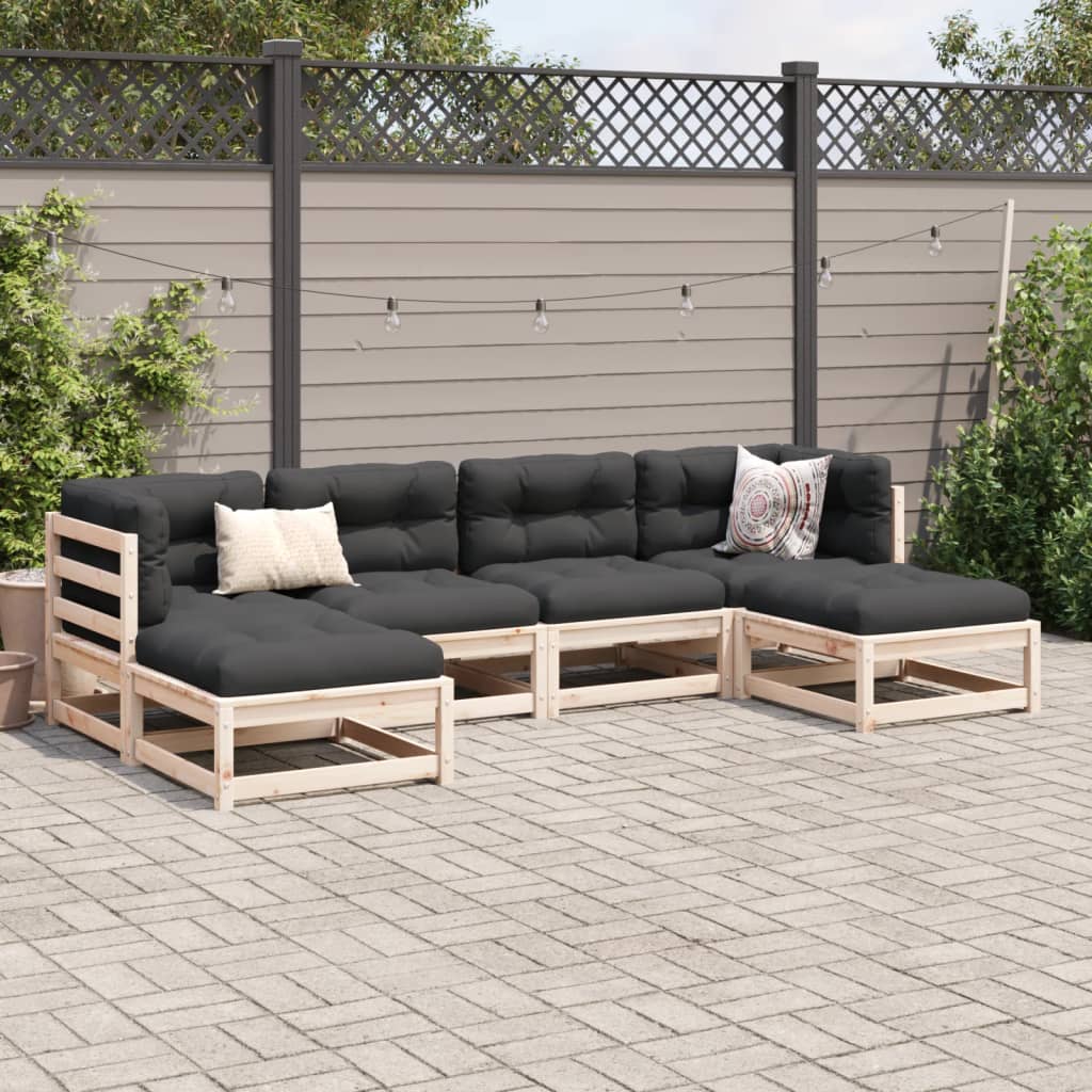 6-delige Loungeset met kussens massief grenenhout Tuinsets | Creëer jouw Trendy Thuis | Gratis bezorgd & Retour | Trendy.nl