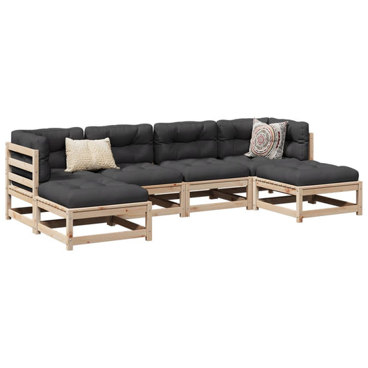 6-delige Loungeset met kussens massief grenenhout Tuinsets | Creëer jouw Trendy Thuis | Gratis bezorgd & Retour | Trendy.nl