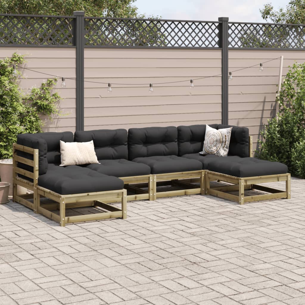 6-delige Loungeset met kussens geïmpregneerd grenenhout Tuinsets | Creëer jouw Trendy Thuis | Gratis bezorgd & Retour | Trendy.nl