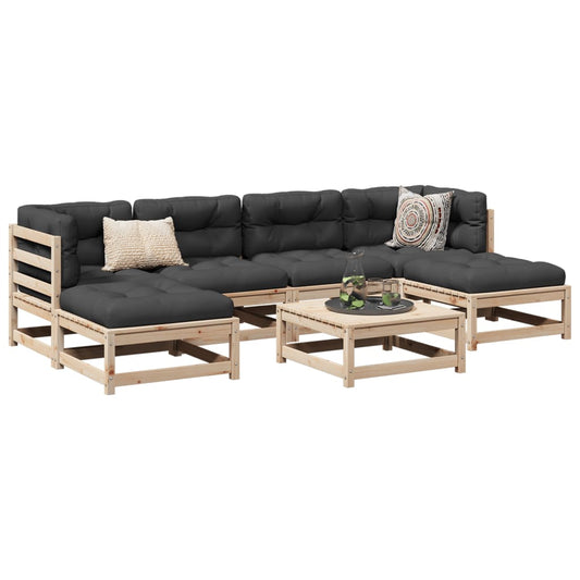 7-delige Loungeset met kussens massief grenenhout Tuinsets | Creëer jouw Trendy Thuis | Gratis bezorgd & Retour | Trendy.nl