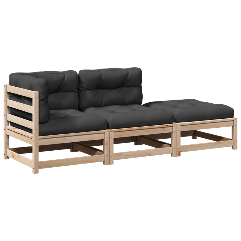 3-delige Loungeset met kussens massief grenenhout Tuinsets | Creëer jouw Trendy Thuis | Gratis bezorgd & Retour | Trendy.nl