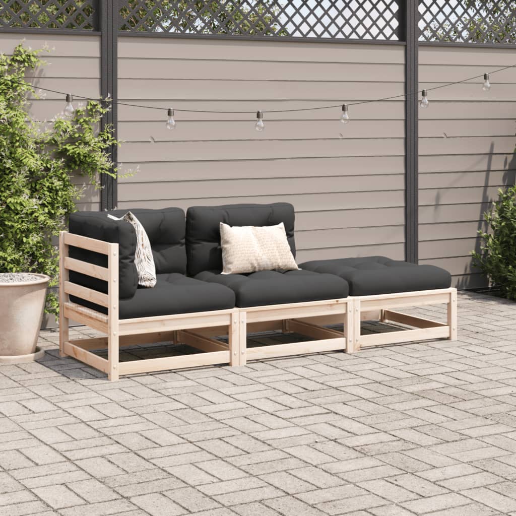 3-delige Loungeset met kussens massief grenenhout Tuinsets | Creëer jouw Trendy Thuis | Gratis bezorgd & Retour | Trendy.nl