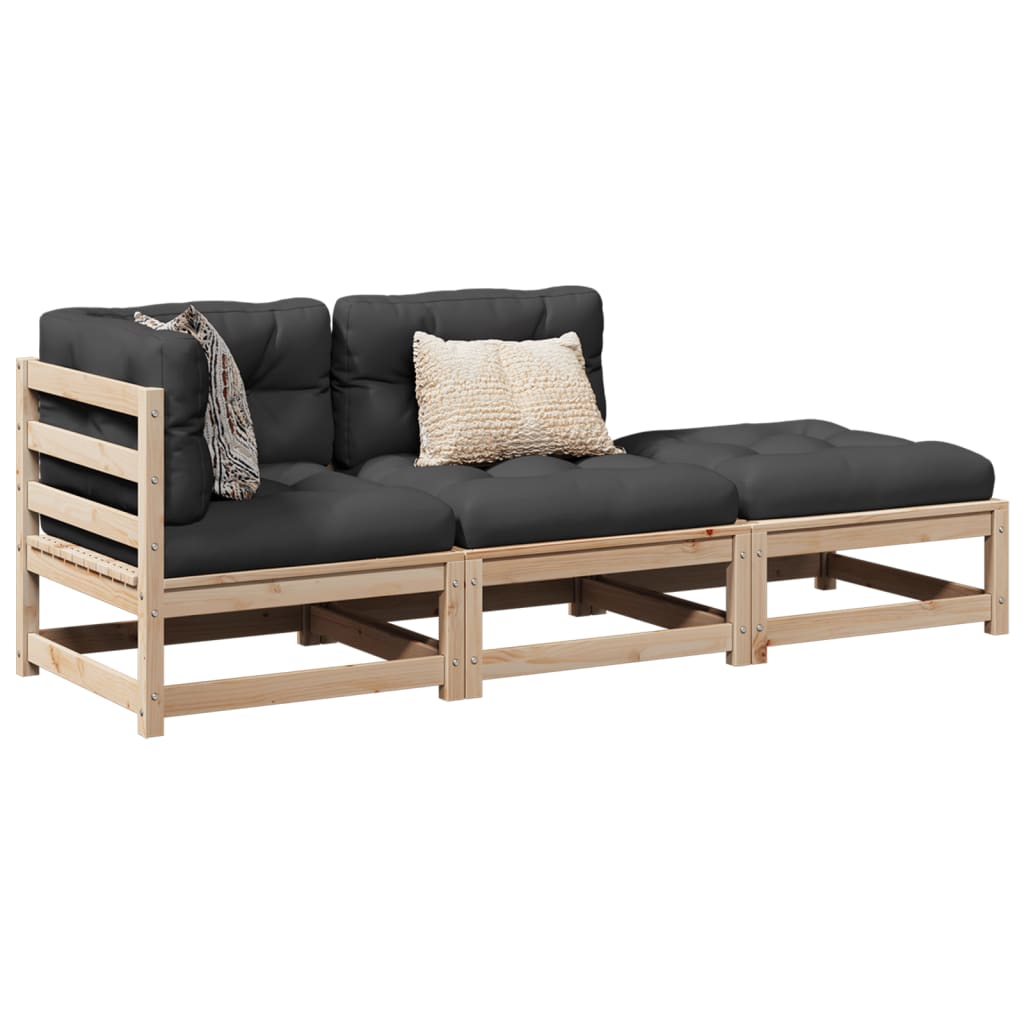 3-delige Loungeset met kussens massief grenenhout Tuinsets | Creëer jouw Trendy Thuis | Gratis bezorgd & Retour | Trendy.nl