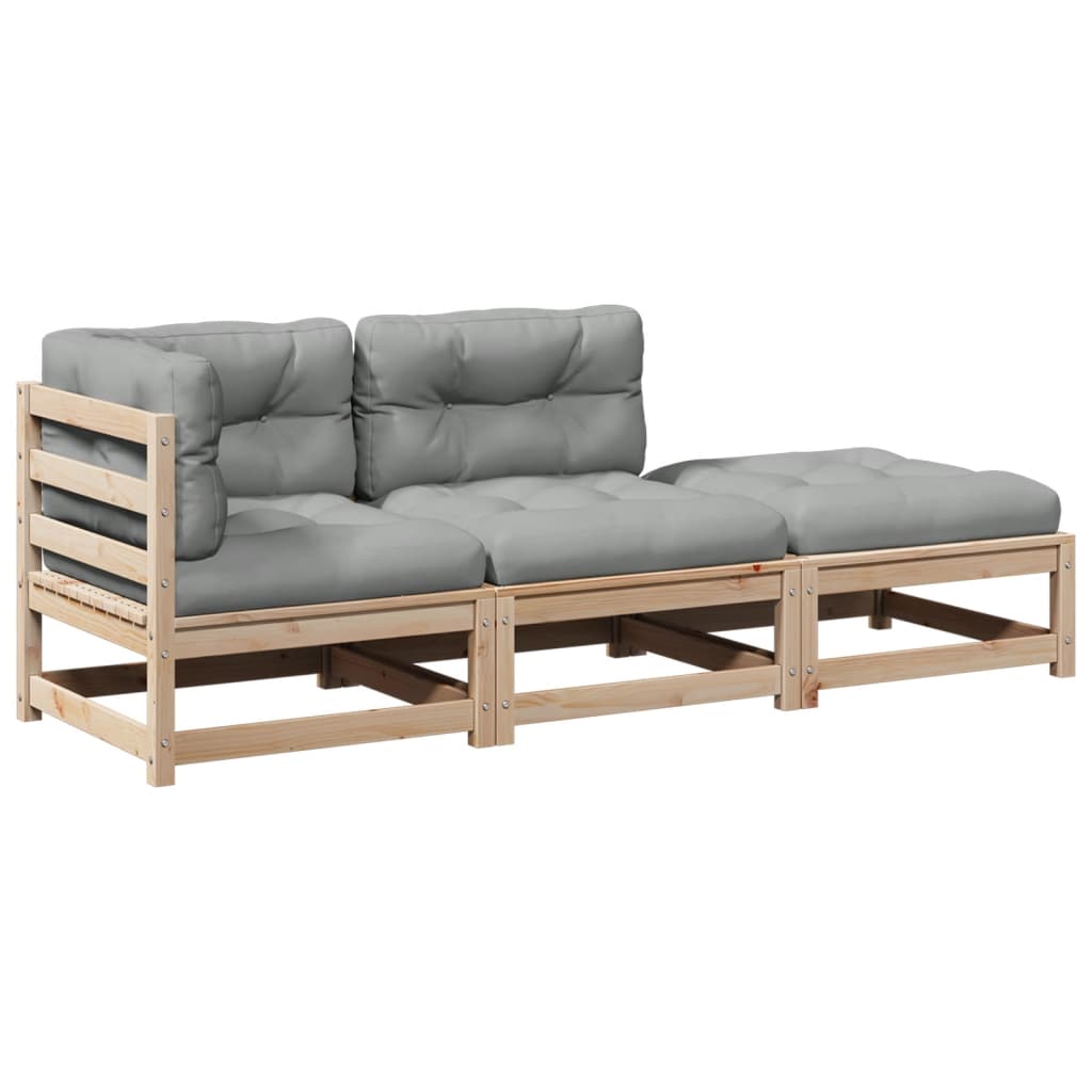 3-delige Loungeset met kussens massief grenenhout Tuinsets | Creëer jouw Trendy Thuis | Gratis bezorgd & Retour | Trendy.nl